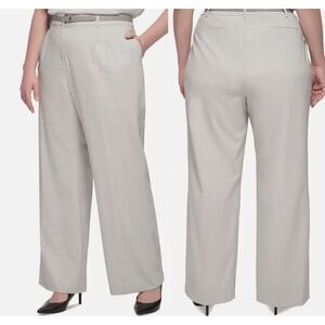 Calvin Klein Women's Plus Size Windowpane Wide-Leg Pants 18W